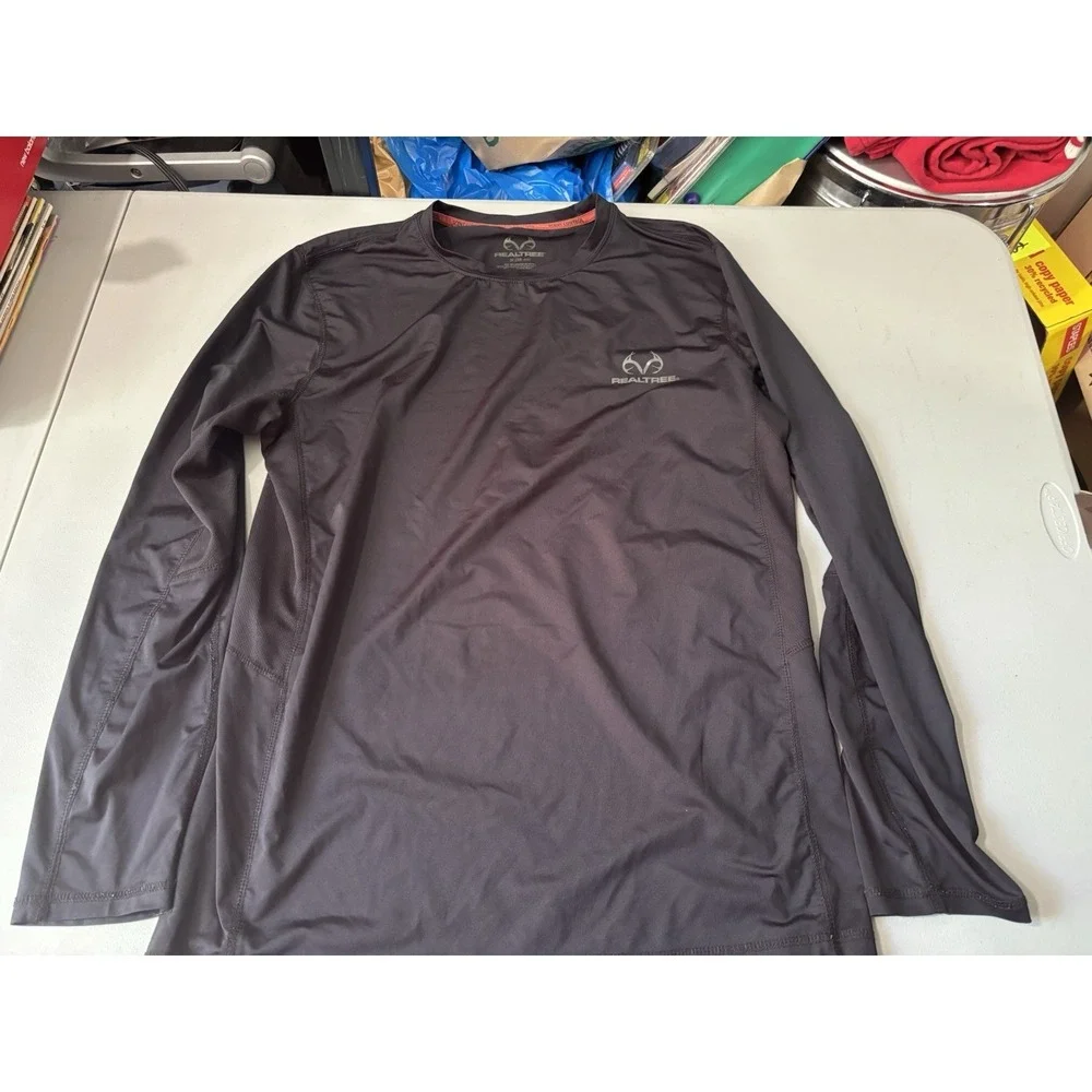 Realtree Scent Control Shirt Mens Size M‎ Black Long Sleeve Quick Dry Breathabl